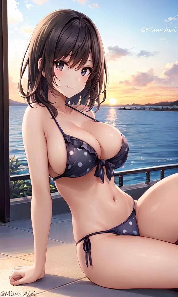 ảnh anime gái xinh mặc bikini chấm bi