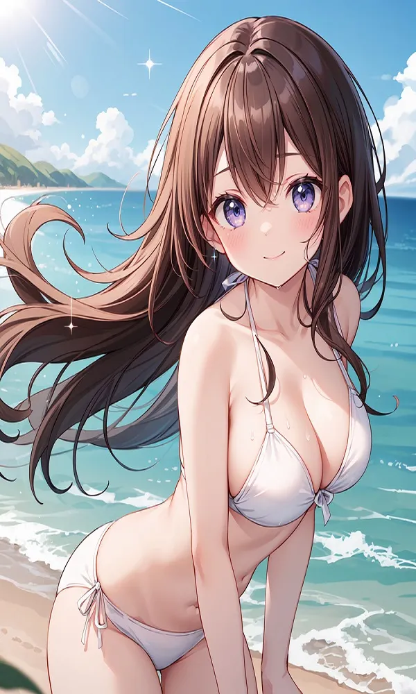 ảnh anime gái xinh mặc bikini trắng