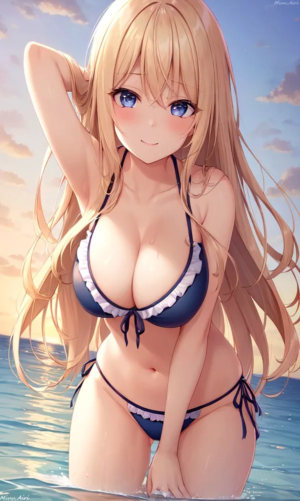 ảnh anime gái xinh mặc bikini viền