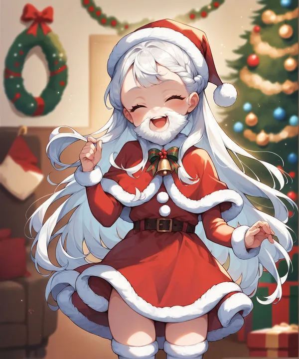 ảnh anime giáng sinh cute hóa trang ông già noel 