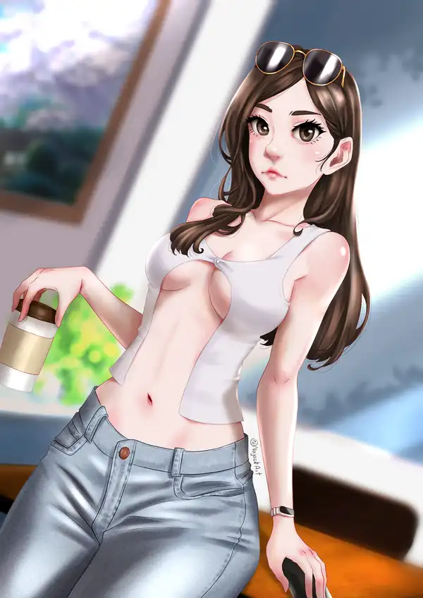 ảnh anime girl sexy tóc nâu