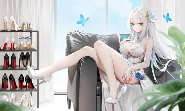 ảnh anime girl sexy váy trắng