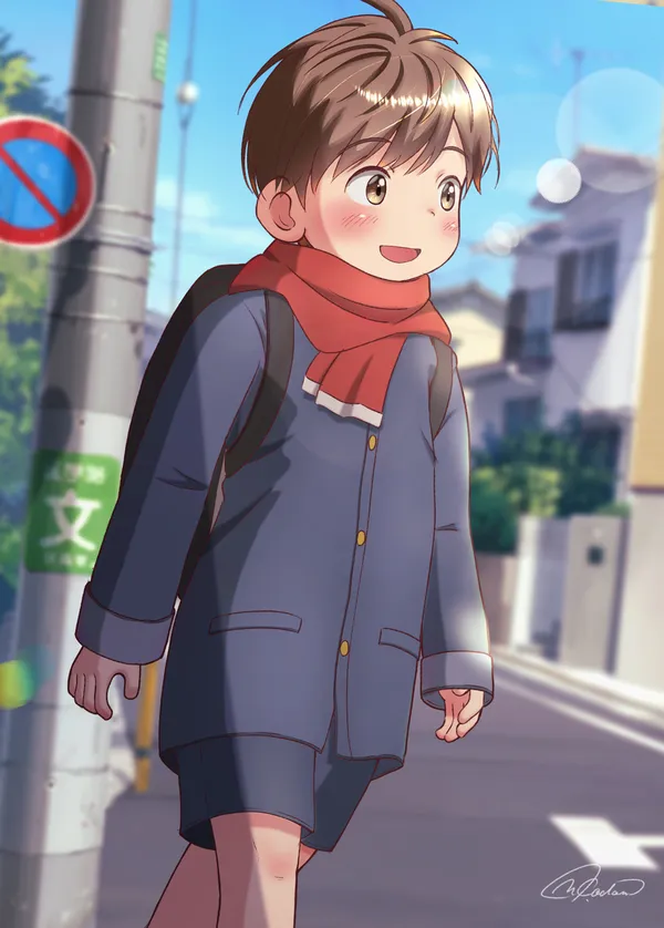 ảnh anime nam cute quàng khăn