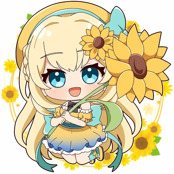 ảnh anime nữ chibi cầm hoa hướng dương