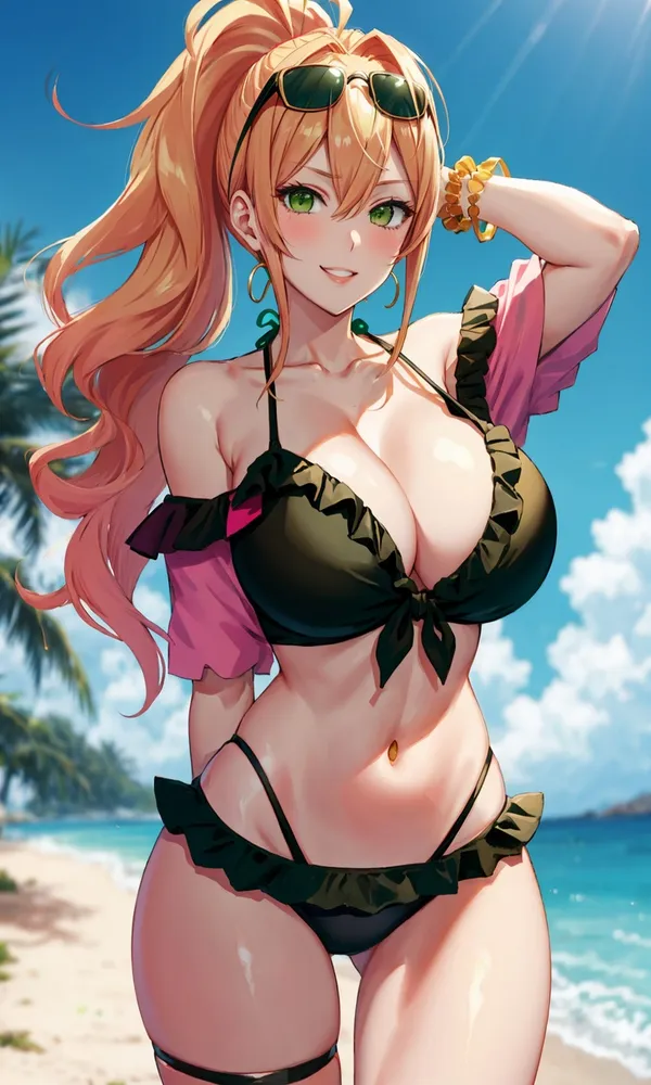 Ảnh cô gái cute đeo kính anime mặc bikini