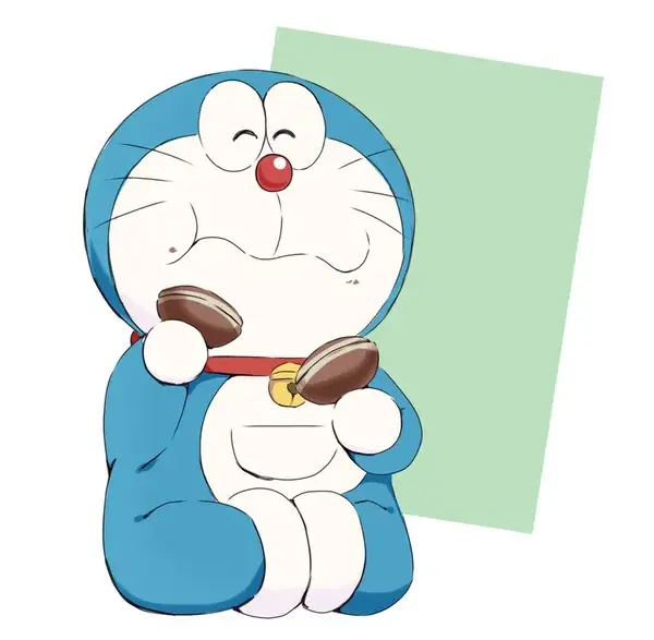 ảnh doraemon anime cute ăn bánh rán 