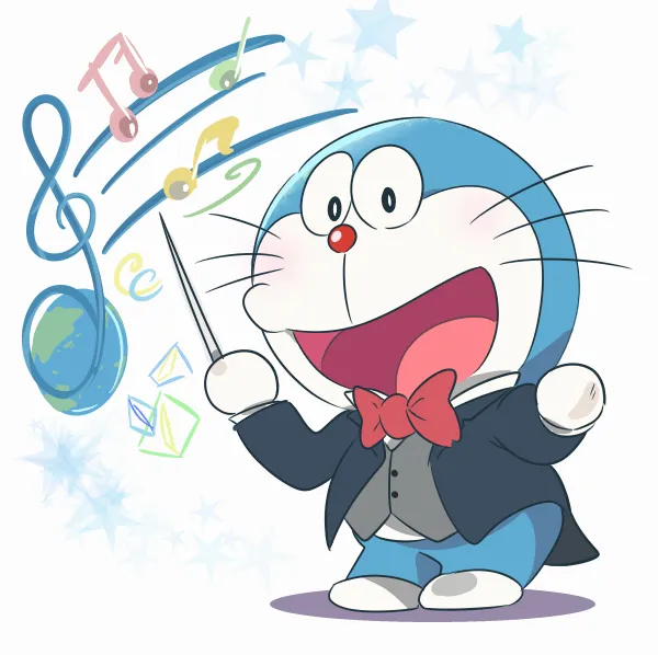 ảnh doraemon anime cute đang ca hát 