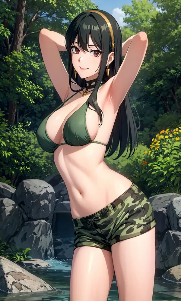 ảnh gái anime ngọt nước bikini xanh