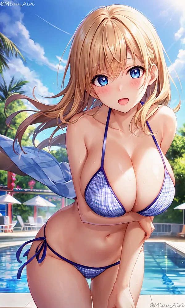 ảnh gái anime sexy bikini tím