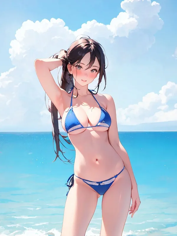 ảnh gái anime sexy bikini xanh