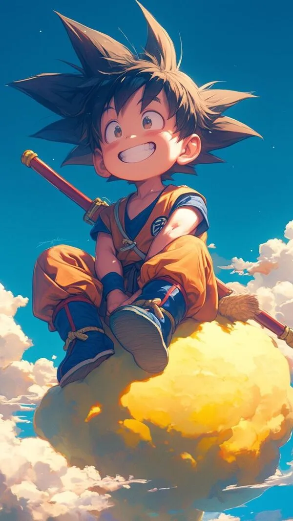 Son Goku ngồi trên đám mây 