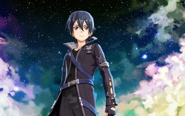 anime kirito dưới bầu trời đêm