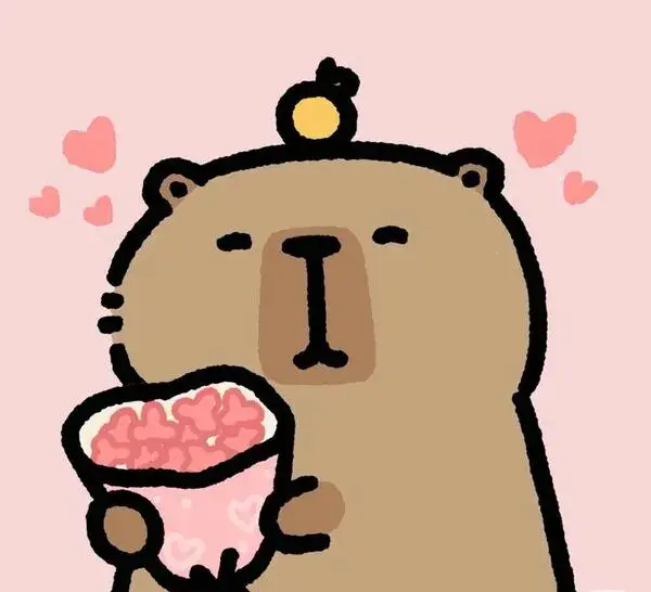 capybara anime cầm bó hoa