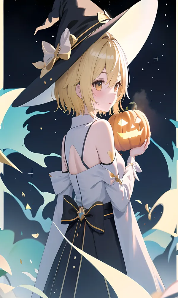 halloween anime quay lưng ôm bí