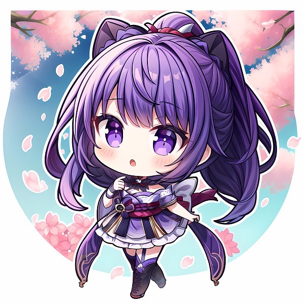 hình ảnh anime nữ cute chibi tóc tím