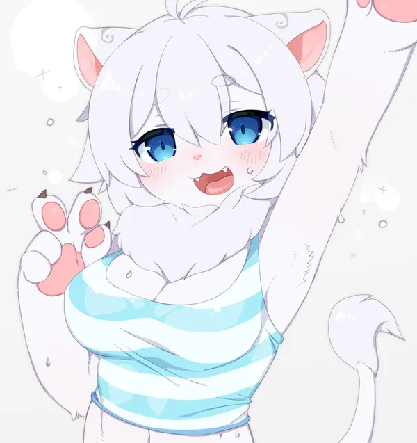 ảnh anime cute mèo màu trắng