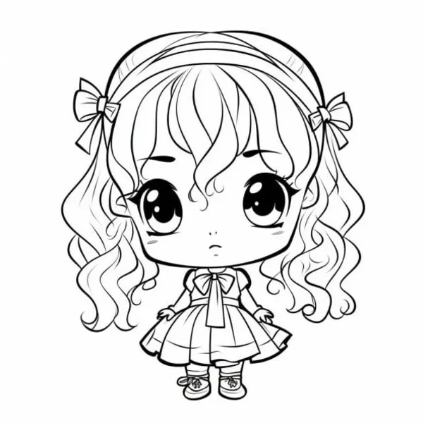 tranh tô màu công chúa anime chibi xinh 