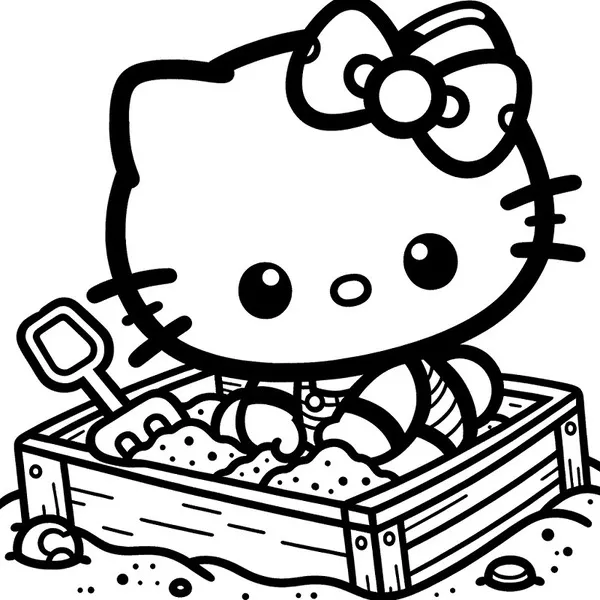 hello kitty tranh tô màu đang chơi 