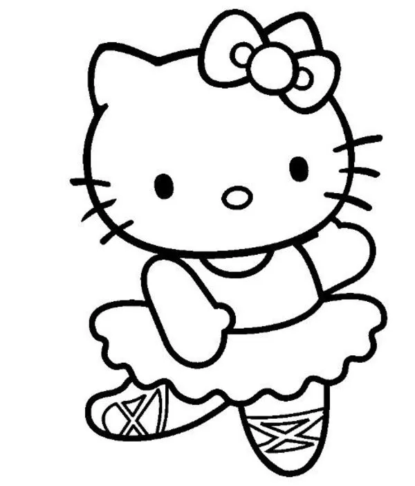 hello kitty tranh tô màu đang múa