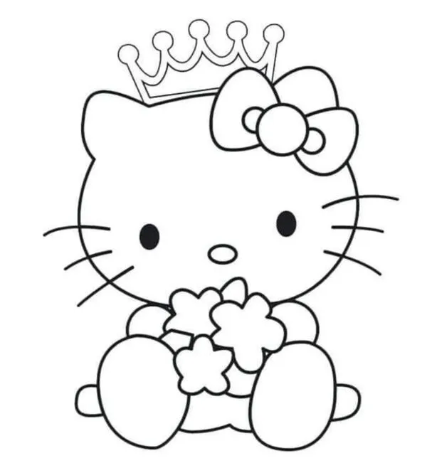 hello kitty tranh tô màu đội vương miệng 