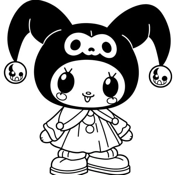 tranh tô màu kuromi anime halloween 