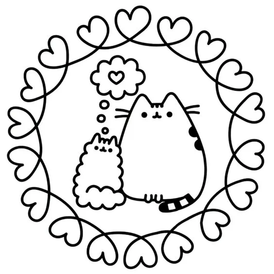 tranh tô màu mèo pusheen cute