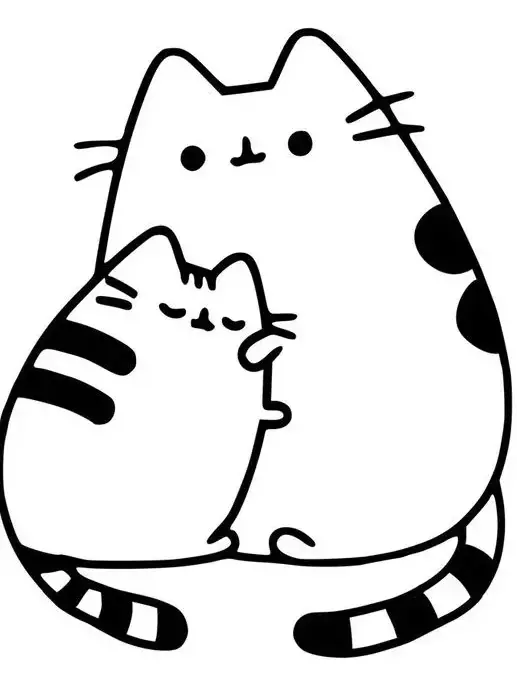 tranh tô màu mèo pusheen gần gũi