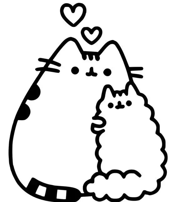 tranh tô màu mèo pusheen yêu thương 