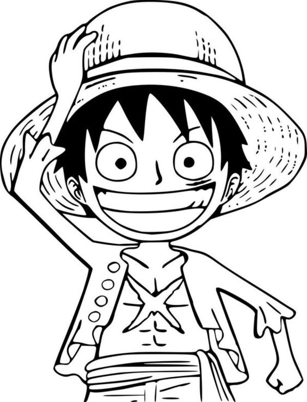 tranh tô màu anime one piece nhân vật luffy