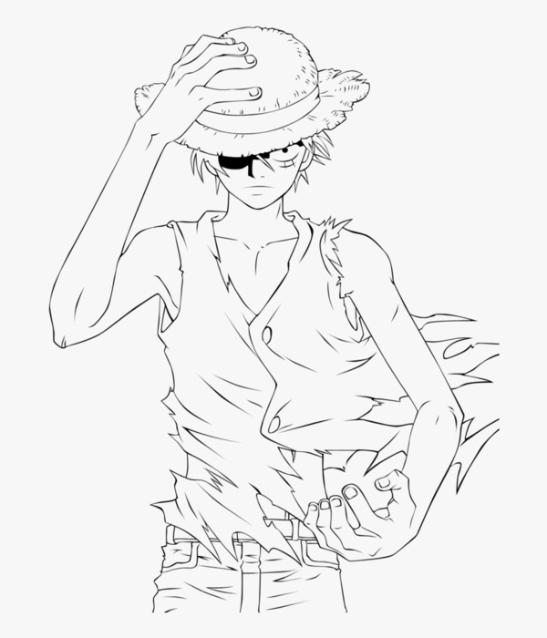 tranh tô màu anime one piece luffy đội mũ 