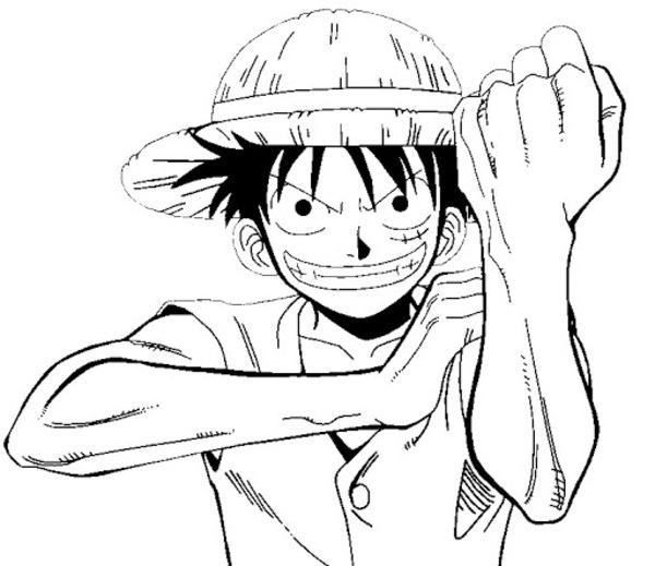 tranh tô màu anime one piece luffy sức mạnh 