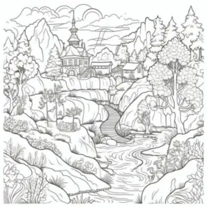 Top 59+ tranh tô màu phong cảnh anime làng quê, thành phố