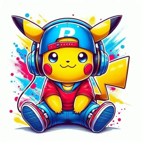 ảnh pikachu đeo tai nghe cute