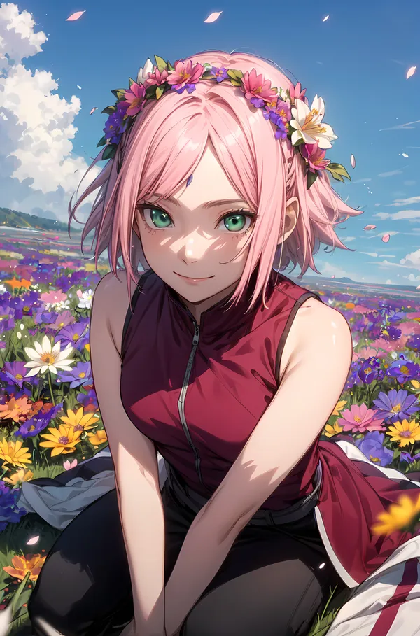 Sakura Haruno đội vòng hoa