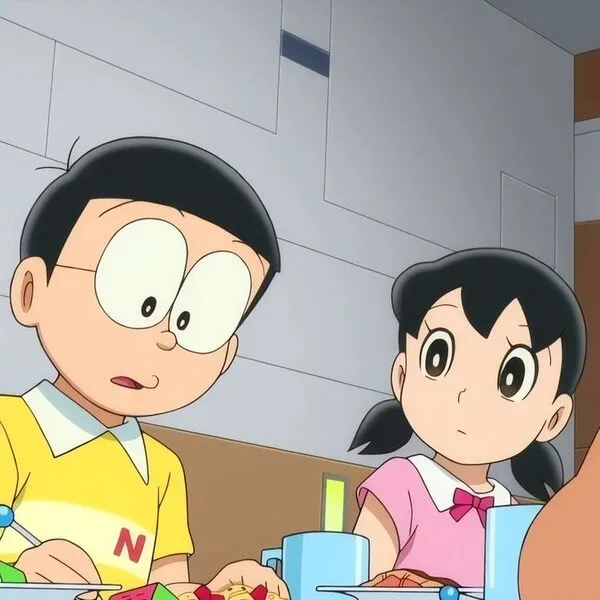 ảnh shizuka anime đang ăn cùng nobita