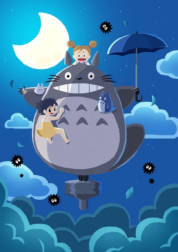 ảnh totoro với bầu trời đêm 