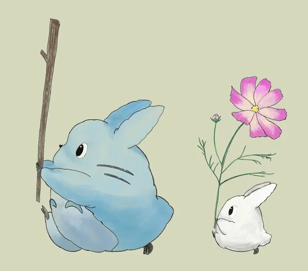 ảnh totoro với chú thỏ