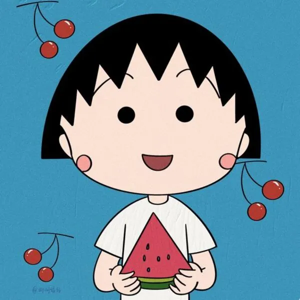 chibi maruko-chan ăn dưa hấu 