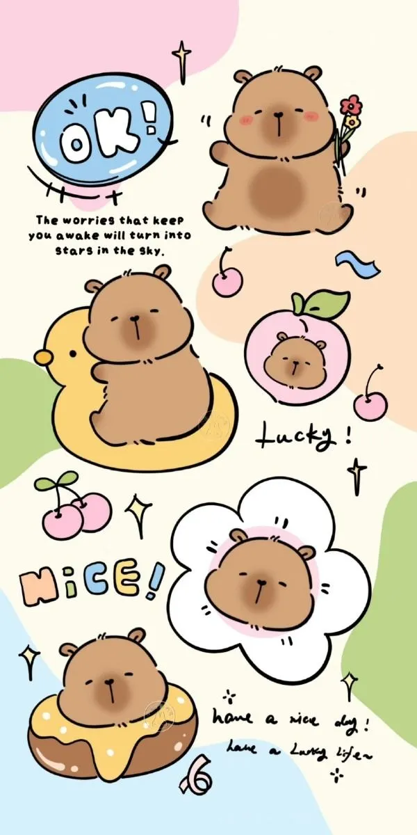 Hình nền capybara cute đơn giản