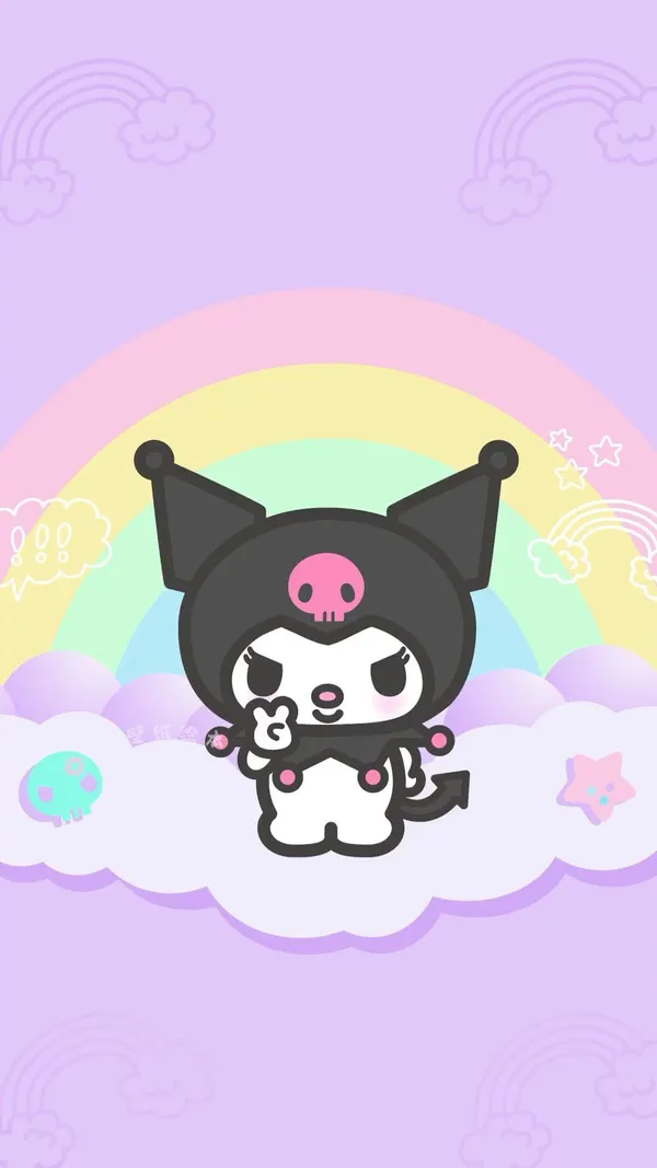 Hình nền Kuromi cute cầu vồng