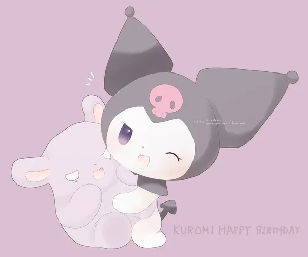 Hình nền Kuromi cute ôm quà