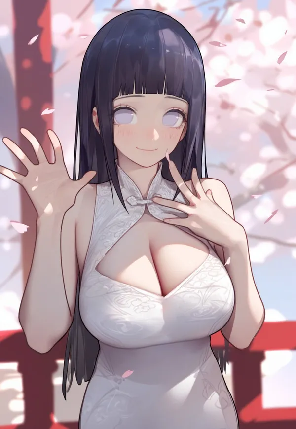 Hyuga Hinata bên cánh đào bay