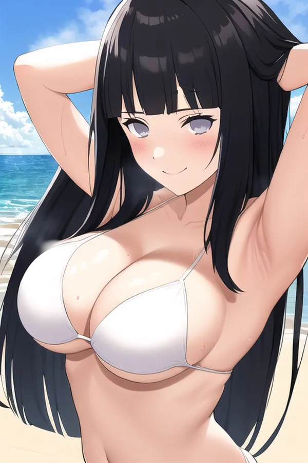 Hyuga Hinata bikini trắng