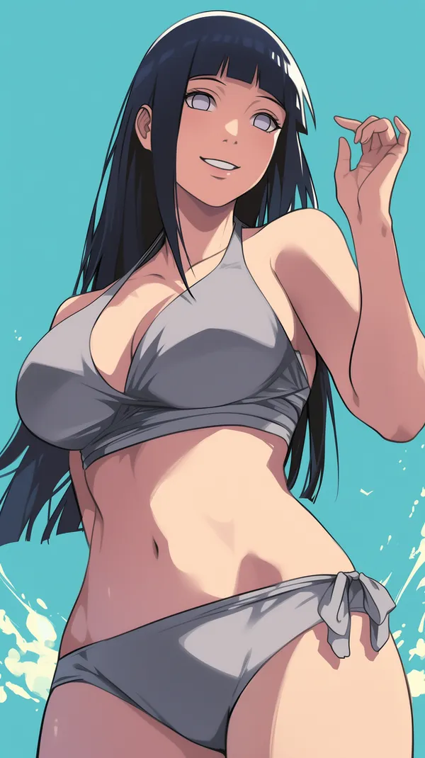 Hyuga Hinata bikini xám