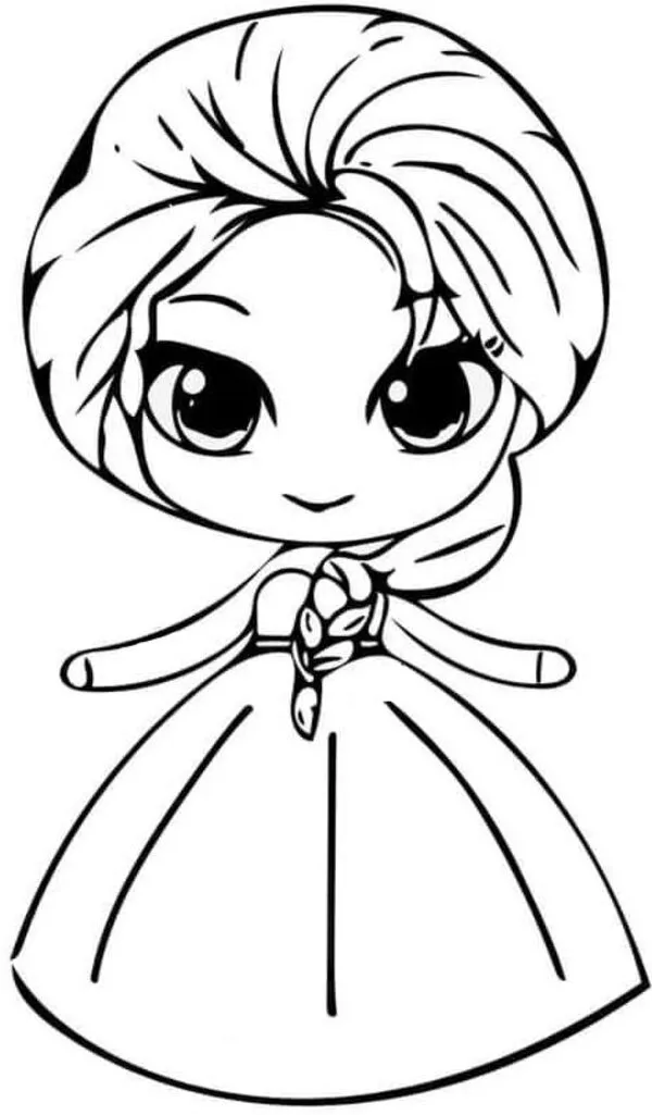 tranh tô màu công chúa elsa chibi