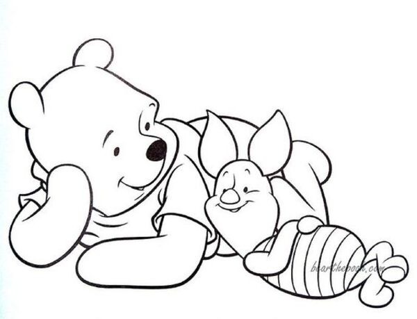 tranh tô màu gấu pooh cùng chú lợn piglet