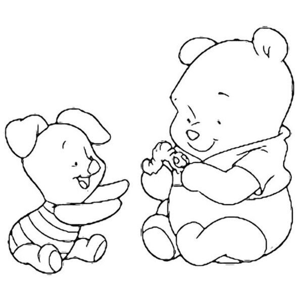 tranh tô màu gấu pooh cùng piglet