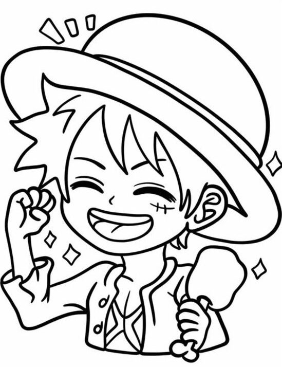 tranh tô màu nhân vật anime luffy dễ thương 