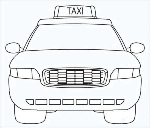 tranh tô màu phương tiện giao thông xe taxi