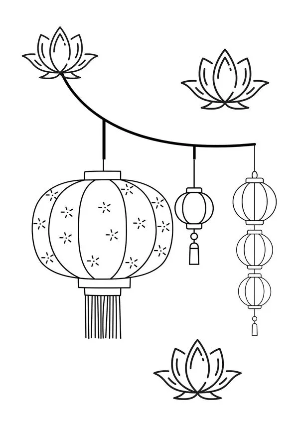 tranh tô màu tết đèn lồng